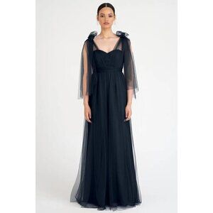 Jenny Yoo Annabelle Convertible Tulle Column Dress Navy Size 4